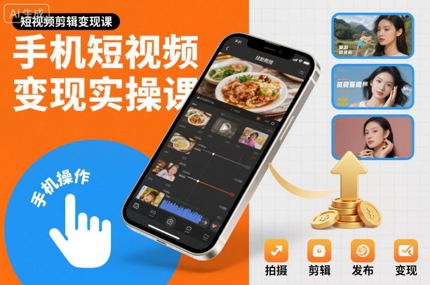 手机短视频变现实操课，短视频剪辑变现课-68资源