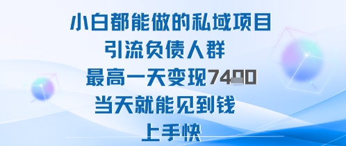 2025年小白都能做的私域项目引流负债人群最高一天变现1k+高变现难度低当天就能见到钱上手快-68资源
