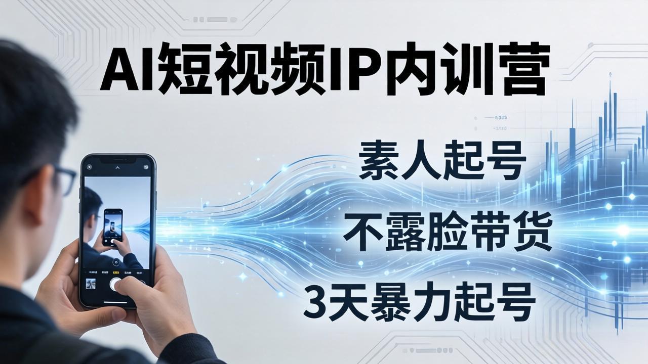 2026AI短视频IP内训营：从素人起号到不露脸带货，3天暴力起号全流程拆解-68资源