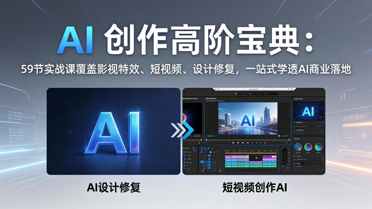 AI 创作高阶宝典：59节实战课覆盖影视特效、短视频、设计修复，一站式学透AI商业落地-68资源