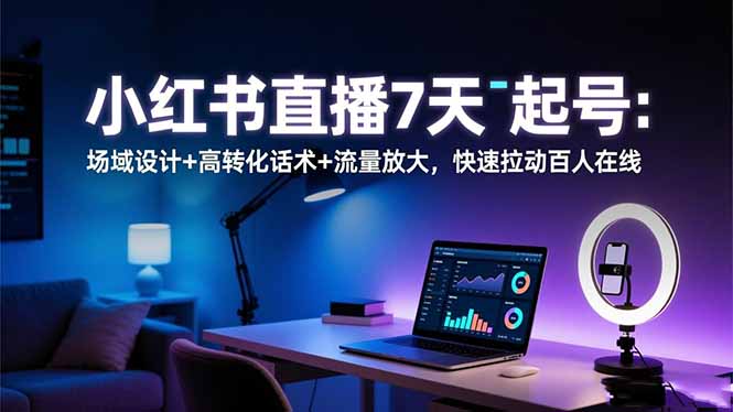 小红书直播7天起号：场域设计+高转化话术+流量放大，快速拉动百人在线-68资源