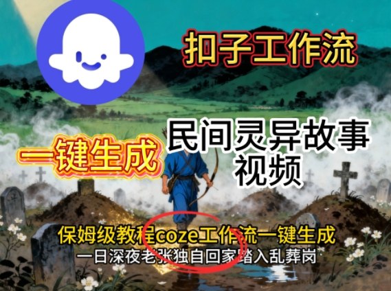 Coze扣子工作流一键生成民间灵异故事视频，保姆级教程搭建教学-68资源