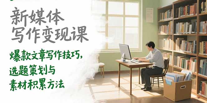 新媒体写作变现课，爆款文章写作技巧，选题策划与素材积累方法-68资源