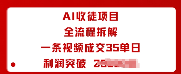 AI收徒项目全流程拆解一条视频成交35单日利润突破1k+-68资源