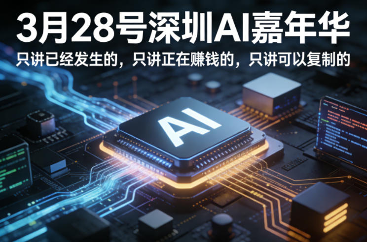 3月28号深圳AI嘉年华，只讲已经发生的，只讲正在賺钱的，只讲可以复制的-68资源