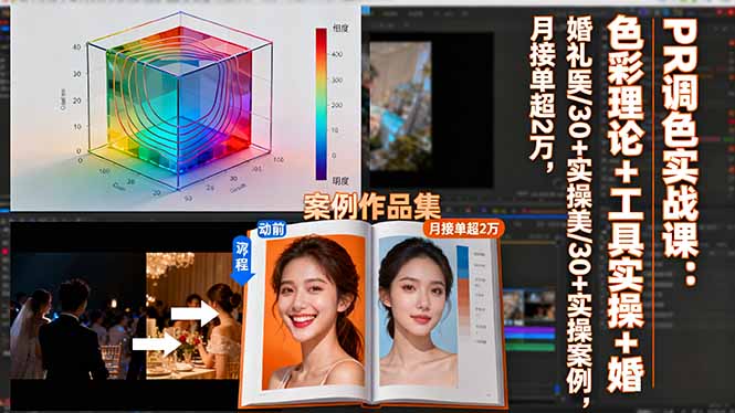 PR调色实战课：色彩理论+工具实操+婚礼医美/30+实操案例，月接单超2万-68资源
