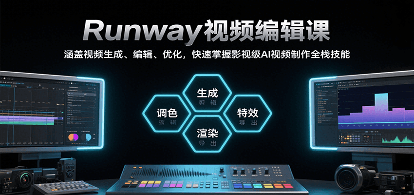Runway视频编辑课，涵盖视频生成、编辑、优化，快速掌握影视级AI视频制作全栈技能-68资源
