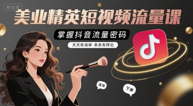 美业精英短视频流量课，掌握抖音流量密码，天天有询单，条条有转化-68资源