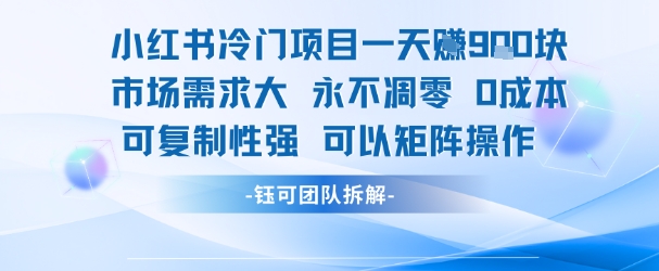 小红书冷门项目一天收益9张，市场需求大，0成本，可复制性强可以矩阵操作-68资源