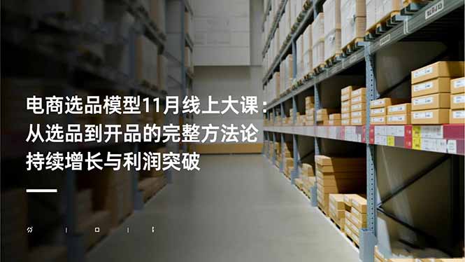 电商选品模型11月线上大课：从选品到开品的完整方法论 持续增长与利润突破-68资源