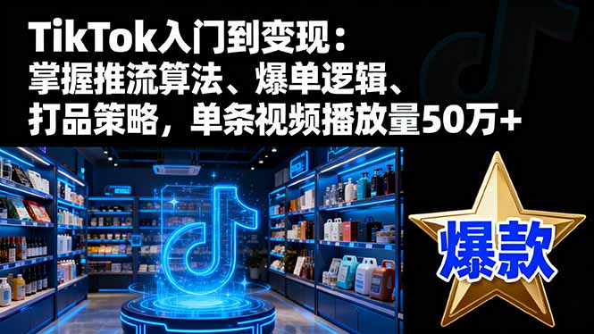 TikTok入门到变现：掌握推流算法、爆单逻辑、打品策略，单条视频播放量50w-68资源