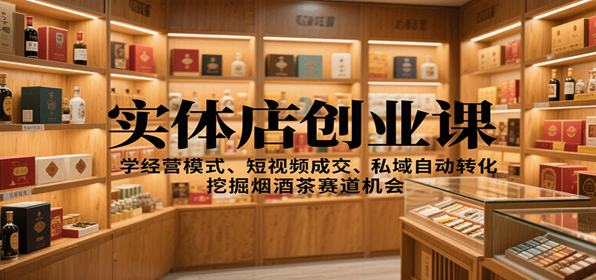实体店创业课：学经营模式、短视频成交、私域自动转化，挖掘烟酒茶赛道机会-68资源