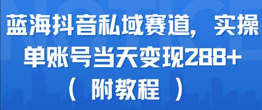 蓝海抖音私域赛道，实操单账号当天变现288+(附教程)-68资源
