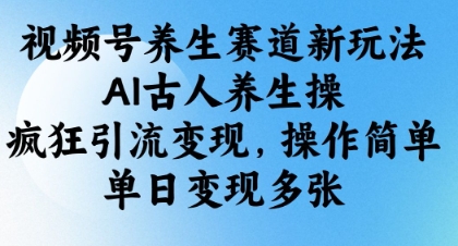视频号养生赛道新玩法，AI古人养生操，疯狂引流变现，操作简单，单日变现多张-68资源