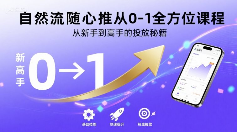 自然流随心推从0-1全方位课程，从新手到高手的投放秘籍-68资源