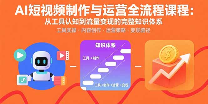 AI短视频制作与运营全流程课程：从工具认知到流量变现的完整知识体系-68资源