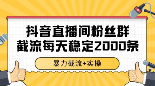 抖音直播间粉丝群暴力截流，一台电脑每天稳定2000条数据【揭秘】-68资源