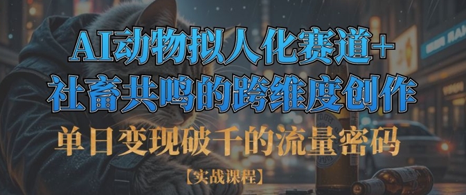 单日变现破千的流量密码，AI动物拟人化赛道+社畜共鸣的跨维度创作-68资源