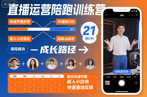 直播运营陪跑训练营，教你快速开播，新人小白快速落地实操-68资源