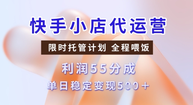 快手小店代运营3.0，模式新升级，收益55分，稳定单日5张【揭秘】-68资源