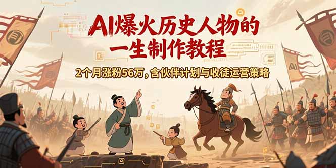 AI历史人物赛道课程，2个月涨粉56万，含伙伴计划与收徒运营策略-68资源