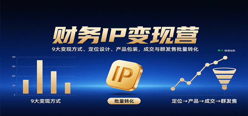 财务IP变现营：9大变现方式、定位设计、产品包装，成交与群发售批量转化-68资源