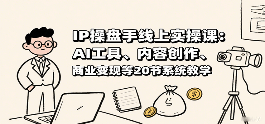 IP操盘手线上实操课：AI工具、内容创作、商业变现等20节系统教学-68资源