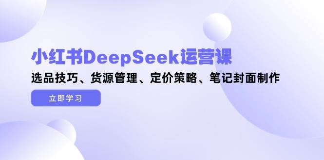 小红书DeepSeek运营课，选品技巧、货源管理、定价策略、笔记封面制作-68资源