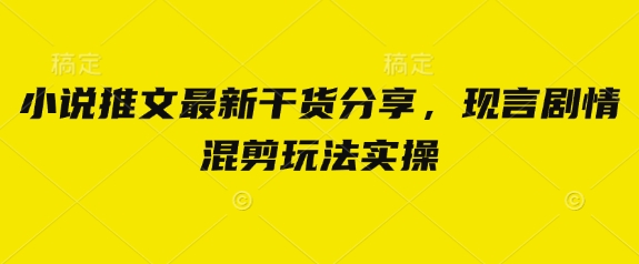 小说推文最新干货分享，现言剧情混剪玩法实操-68资源
