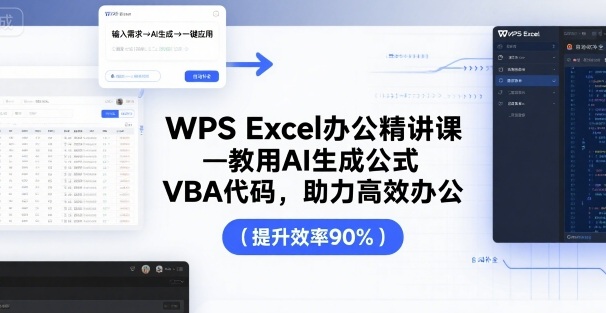 WPS Excel办公精讲课，教用 AI 生成公式，VBA 代码，助力高效办公-68资源