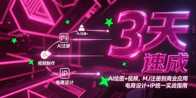 3天速成AI绘图+视频，MJ注册到商业应用，电商设计+IP统一实战指南-68资源