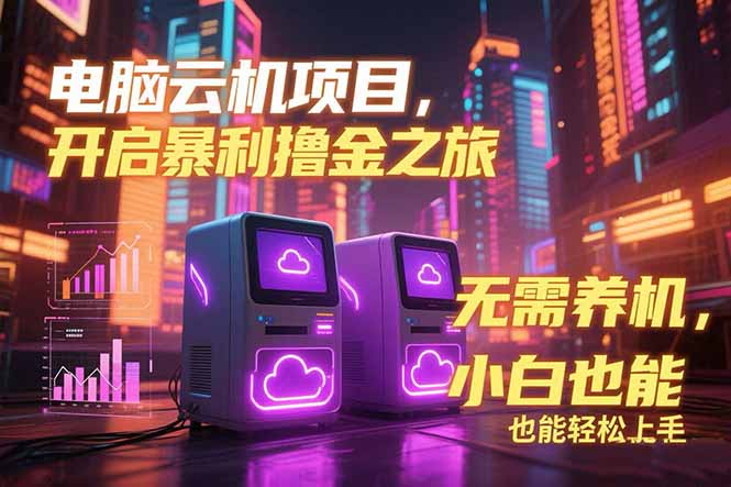 电脑云机项目 暴力撸金玩法，不需要养机 配置没有要求 单机100个窗口一...-68资源