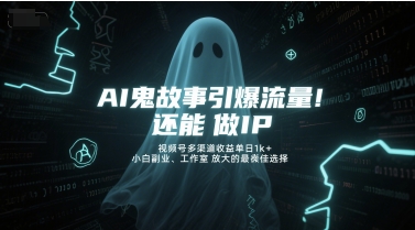AI鬼故事引爆流量，还能做IP，视频号多渠道收益单日1k+，小白副业、工作室放大的最佳选择-68资源