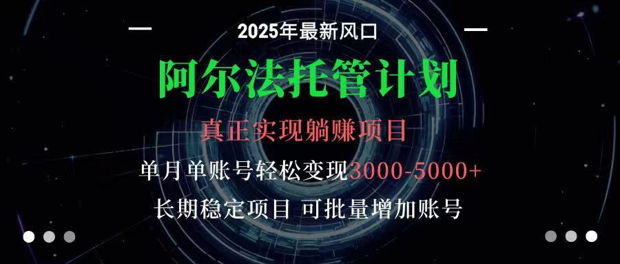 阿尔法托管计划 单账号月入3000-5000，长期稳定项目，新手小白轻松上手-68资源