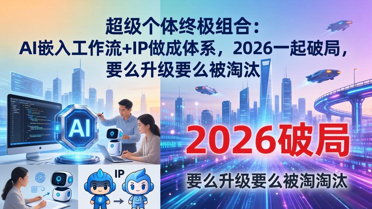 超级个体终极组合：AI嵌入工作流+IP做成体系，2026一起破局，要么升级要么被淘汰-68资源
