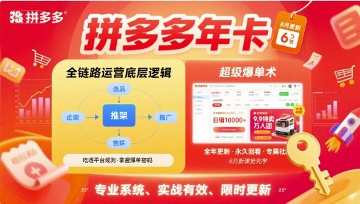 拼多多年卡【8月更新6节】拼多多全链路运营底层逻辑，超级爆单术-68资源