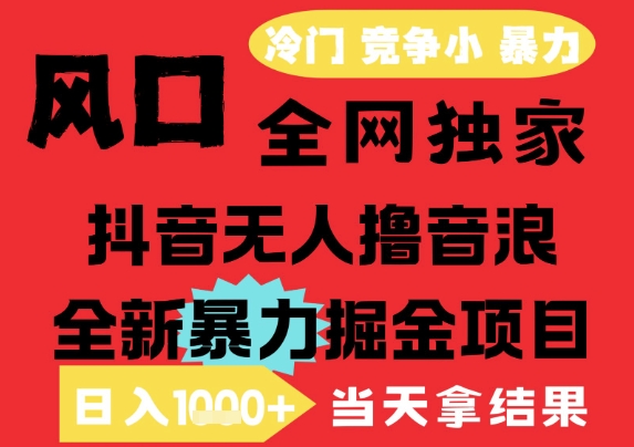 25年6月高爆抖音无人直播最新撸音浪掘金项目，解放双手小白可做，无脑日入1k+，门槛低【揭秘】-68资源