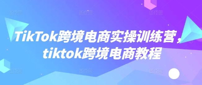 TikTok跨境电商实操训练营，tiktok跨境电商教程-68资源
