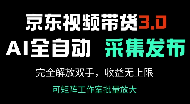 京东视频带货3.0，Ai全自动采集+自动发布，完全解放双手，收入无上限-68资源