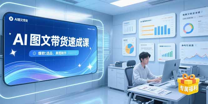 AI图文带货速成课，养号引流秘籍，爆款选品策略，美图制作全流程-68资源