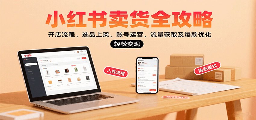 小红书卖货全攻略：开店流程、选品上架、账号运营、流量获取及爆款优化，轻松变现-68资源