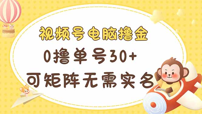 视频号电脑撸金 0撸单号30+ 可矩阵 无需实名多号多得-68资源