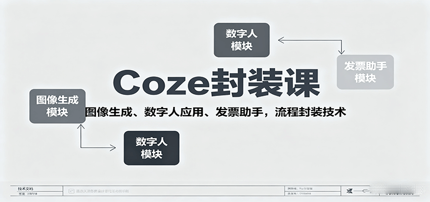 Coze封装课，图像生成、数字人应用、发票助手，流程封装技术-68资源
