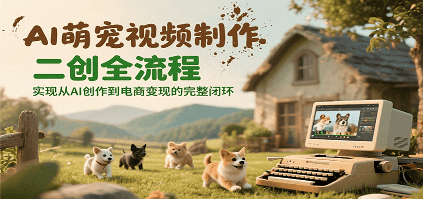 AI萌宠视频制作二创全流程，实现从AI创作到电商变现的完整闭环-68资源