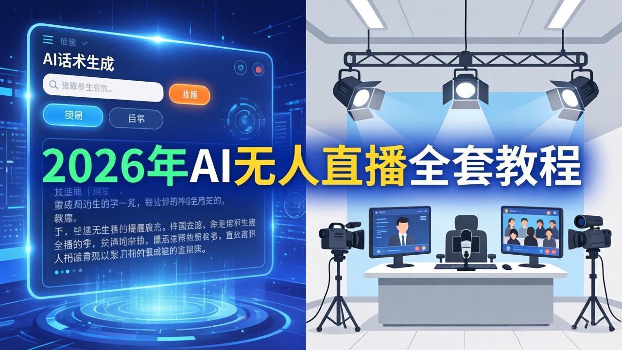 2026年AI无人直播全套教程：OBS安装+软件配置+直播间搭建+话术生成+一键开播实操-68资源