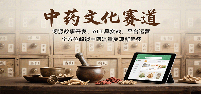 中药文化赛道：溯源故事开发，AI工具实战，平台运营，全方位解锁中医流量变现新路径-68资源