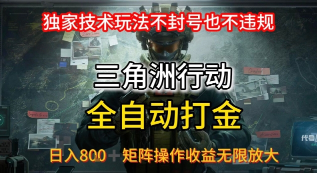 三角洲最新全自动G机，独家技术玩法，不封号也不违规， 日入8张+可矩阵操作，收益无限放大【揭秘】-68资源
