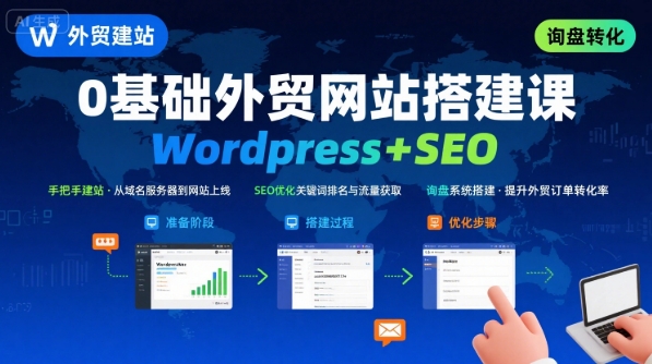 Wordpress外贸建站+SEO优化课程，手把手教你从0到1搭建可获得询盘的外贸网站-68资源