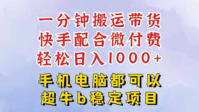 快手黑科技一分钟搬运带货，一刀不剪过原创，微付费投流玩法，轻松日入…-68资源