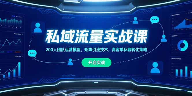 私域流量实战课，200人团队运营模型，矩阵引流技术，高客单私聊转化策略-68资源